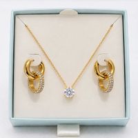 Pack de Collar de Circón y Argollas Doble Uso
