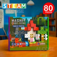 Cubos Magnéticos 3D Didácticos STEAM Caja 80 Piezas FOREST PORTAL