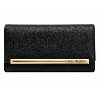 Billetera Mujer Steve Madden Logobar Trifold Negro Dorado
