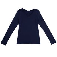 Polo Manga Larga Cuello V Mujer SINGULAR Color Azul Marino