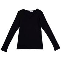 Polo Manga Larga Cuello V Mujer SINGULAR Color Negro