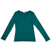 Polo Manga Larga Cuello V Mujer SINGULAR Color Verde