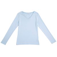 Polo Manga Larga Cuello V Mujer SINGULAR Color Celeste