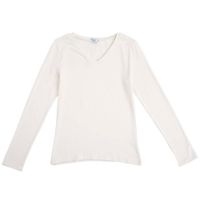 Polo Manga Larga Cuello V Mujer SINGULAR Color Beige