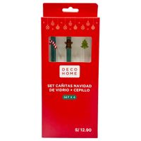 Set de Cañitas DECO HOME Navidad Vidrio + Cepillo