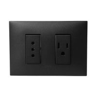 TOMACORRIENTE DOBLE 1 3 EN LINEA Y 1 AMERICANO NEVE UP PLACA CARBON MATE Y DADOS CARBON MATE VIMAR