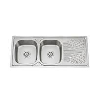 Lavaplatos de Cocina Premium Acero Inoxidable Doble Poza con Escurridor Lateral