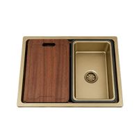Lavadero de Cocina de Acero Inoxidable con Escurridor Dorado