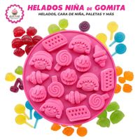 Molde de 16 Gomitas de Helados Cara Niña Paletas de Silicona para Repostería