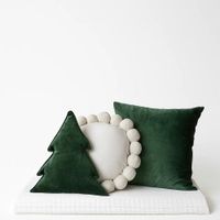 Set Navideño 3 Cojines 1 Manta Estilo Nórdico Verde 45x45 Zalmohadas