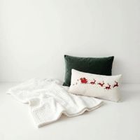 Set Navideño Cojines  Manta Estilo Nórdico Nieve y Venados 45x45