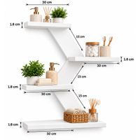Repisa de pared para baño, dormitorio y sala 30x15 cm blanco