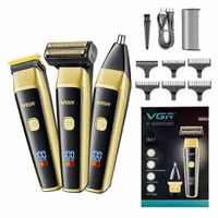 Máquina Corta Pelo Barba Nariz 3 en 1 Recargable con Turbo y Peines Guía