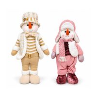 Combo Muñecos de Nieve Navideños 60 cm Dorado y 55 cm Rosado