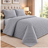 Cubrecama y Juego de sabanas 1.5 plazas 100 Algodón GRIS
