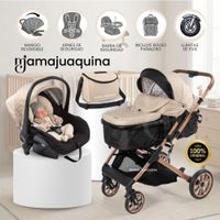 Coche Moisés Travel System  ORION PLUS  Función Maleta con Porta Bebé y Pañalera Beige