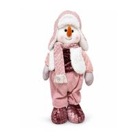 Muñeco de Nieve Navideño 55 cm Rosado y Blanco