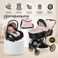 Coche Moisés Travel System  ORION PLUS  Función Maleta con Porta Bebé y Pañalera Pink