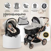 Coche Moisés Travel System  ORION PLUS  Función Maleta con Porta Bebé y Pañalera Gray