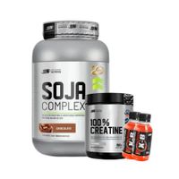 SOJA COMPLEX 1.5 KG CHOCOLATE Y CREATINA UN 150 GR Y 2 BOTELLITAS XB