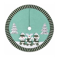 Piso para Árbol Navideño 100 cm - Verde Menta con Muñecos de Nieve