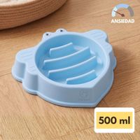 Plato Comedero Antiestres Antiansiedad Perros Mascotas Azul NANPET