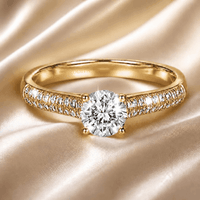 Anillo de Compromiso Afrodita 375 Plata Maciza Bañado en Oro 18k T10