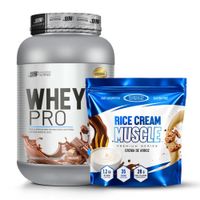 Proteina Whey Pro 1 KG - Chocolate + Crema de Arroz Bluhealth Nutrition 1.2 KG - Vainilla