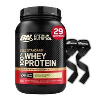 Proteina Gold Standard Whey 2 LB - Vainilla Ice Cream + Straps