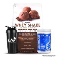 Whey Shake 5 LB - Proteina Syntrax - Chocolate Shake + Creatina Evogen 300 G + Shaker