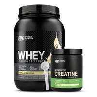 Proteina Whey Gourmet Series 900 G - Vainilla Ice Cream + Creatina Optimum Nutrition 300 G + Scoop