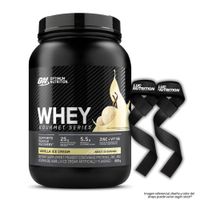 Proteina Whey Gourmet Series 900 G Optimum Nutrition - Vainilla Ice Cream + Straps