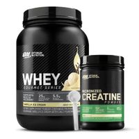 Proteina Whey Gourmet Series 900 G - Vainilla Ice Cream + Creatina Optimum Nutrition 600 G + Scoop