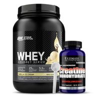 Proteina Whey Gourmet Series 900 G - Vainilla Ice Cream + Creatina Ultimate Nutrition 300 G + Scoop