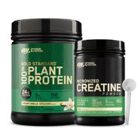 Gold Standard 100% Plant Protein 12 Serv - Vainilla + Creatina Optimum Nutrition 600 G + Scoop