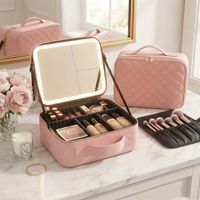 Neceser De Maquillaje Con aumento 3x 5x Espejo Led Organizador Maquillaje