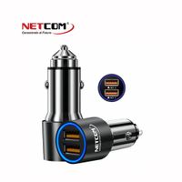 CARGADOR PARA AUTO CENICERO 2 PUERTOS USB ALUMINIO NETCOM