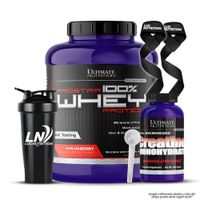 Prostar 100 % Whey 5 LB - Strawberry + Creatina Ultimate Nutrition 300 G + Shaker + Scoop + Straps