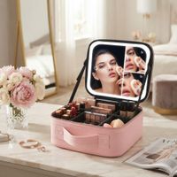 Maletin Neceser De Maquillaje con Espejo aumento 3x 5x Organizador de Maquillaje