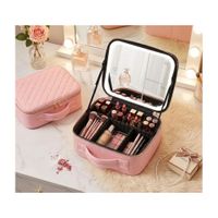 Neceser De Maquillaje con Espejo led aumento 3x 5x maletin Organizador de Maquillaje