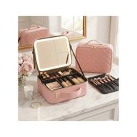 Neceser De Maquillaje Con aumento 3x 5x Espejo Led maletin Organizador de Maquillaje