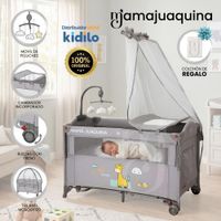 Cuna Colecho Corral BIANCA de Lujo Kidilo  Gray con Colchón