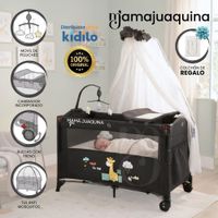 Cuna Colecho Corral BIANCA de Lujo Kidilo Black con Colchón