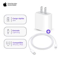 Cargador Apple 20W y Cable USB-C a Lightning 1 m Blanco