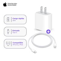 Cargador Apple 20W y Cable USB-C Trenzado 1 m 60W Blanco