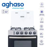 COCINA AGHASO 4 HORNILLAS COLOR PLATEADO MOD COC-AGH019