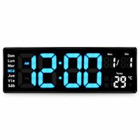 Reloj Digital LED de Pared 32x11 cm con Calendario Temperatura y Alarma