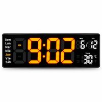 Reloj Digital LED de Pared 32x11 cm con Calendario-Temperatura y Alarma