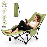 Silla de Camping Reclinable Plegable 2 en 1 con Reposapiés y Funda Transportadora Verde SP8