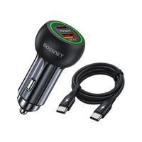 Cargador de Auto Rápido 100W PD 3.0 QC 3.0 USB y Tipo C con Cable de 1m